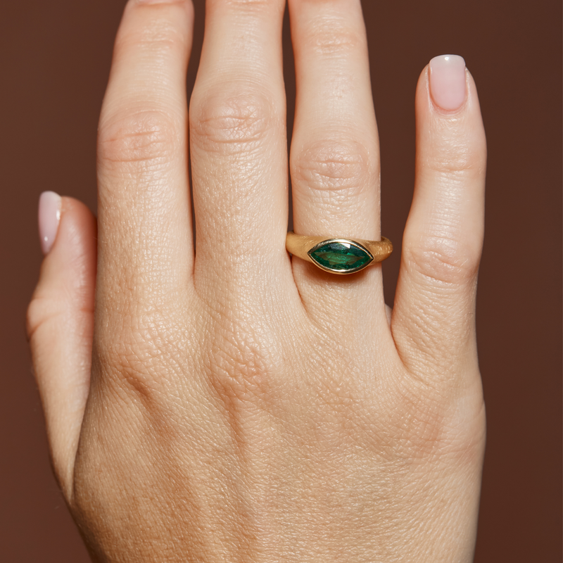 Nico Ring with Marquise Zambian Emerald