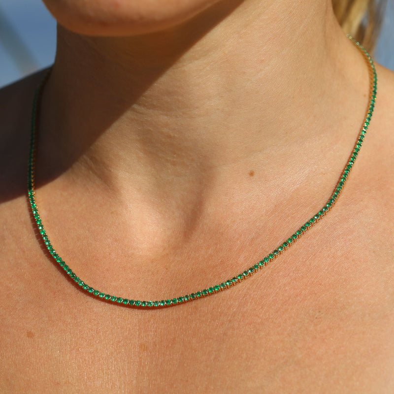 The Tennis Necklace Emerald - 14ct Gold