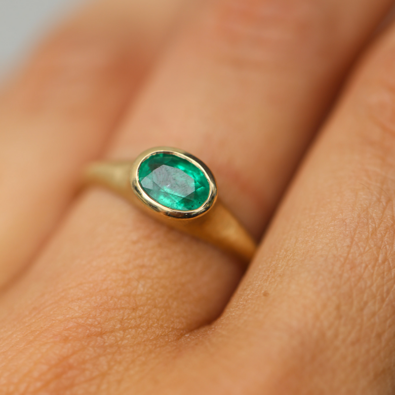 Coco with Oval Zambian Emerald - 14ct Gold