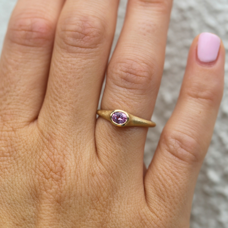 Coco with Oval Pale Pink Sapphire - 14ct Gold