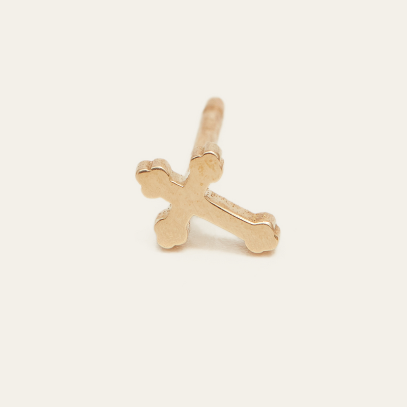 Tiny Gothic Cross Stud - 9ct Gold