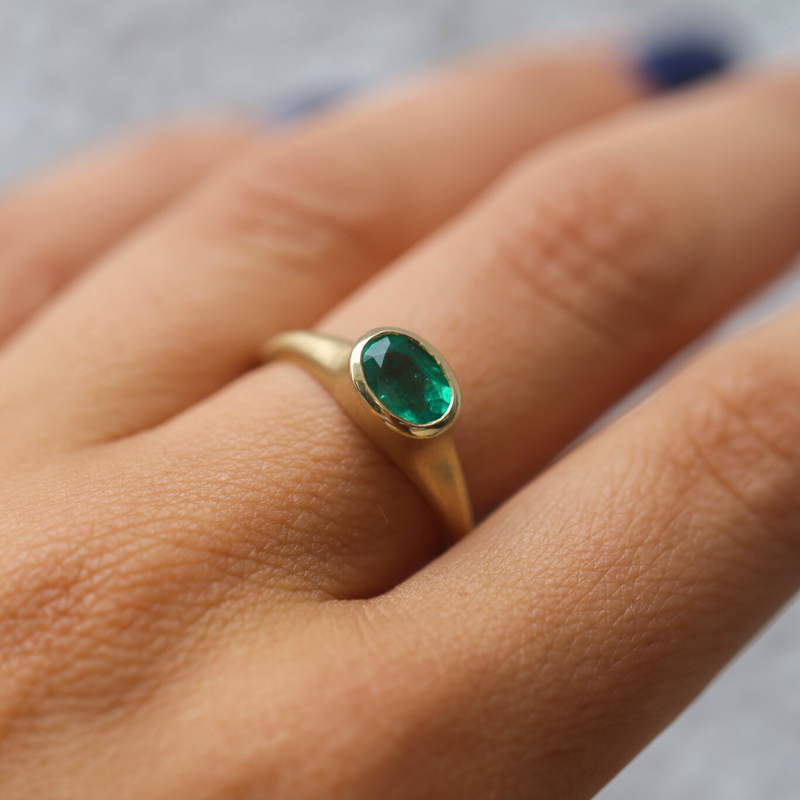 Coco with Oval Zambian Emerald - 14ct Gold