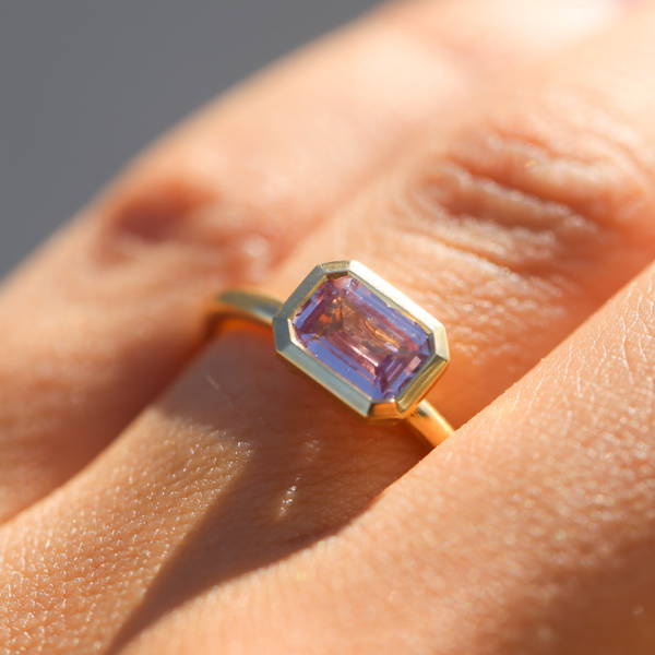 Dusk with 1.23ct Emerald Cut Pale Pink Sapphire - 18ct Gold