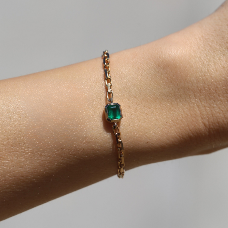 Hera Bracelet with Zambian Emerald - 9ct Gold