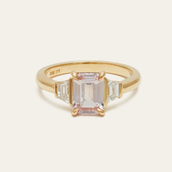 Alexandria Three Stone Ring with 1.61ct Pink Sapphire & Diamonds - 18ct Gold