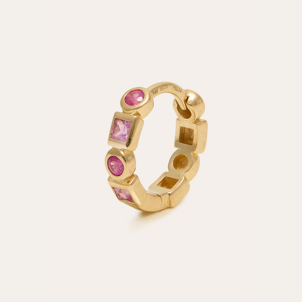Disco Huggie Pink Medium - 14ct Gold