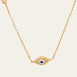 Pink Marquise Evil Eye & Diamond Necklace - 14ct Gold