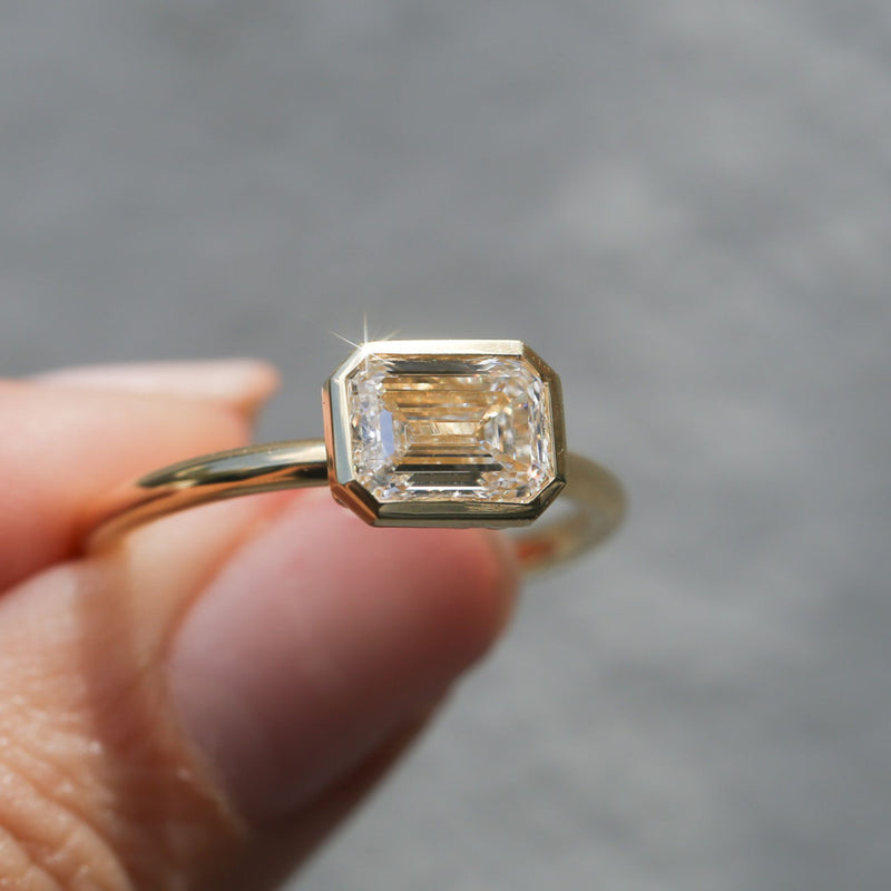 Bobbi with Lab Emerald Cut Diamond - 18ct Gold