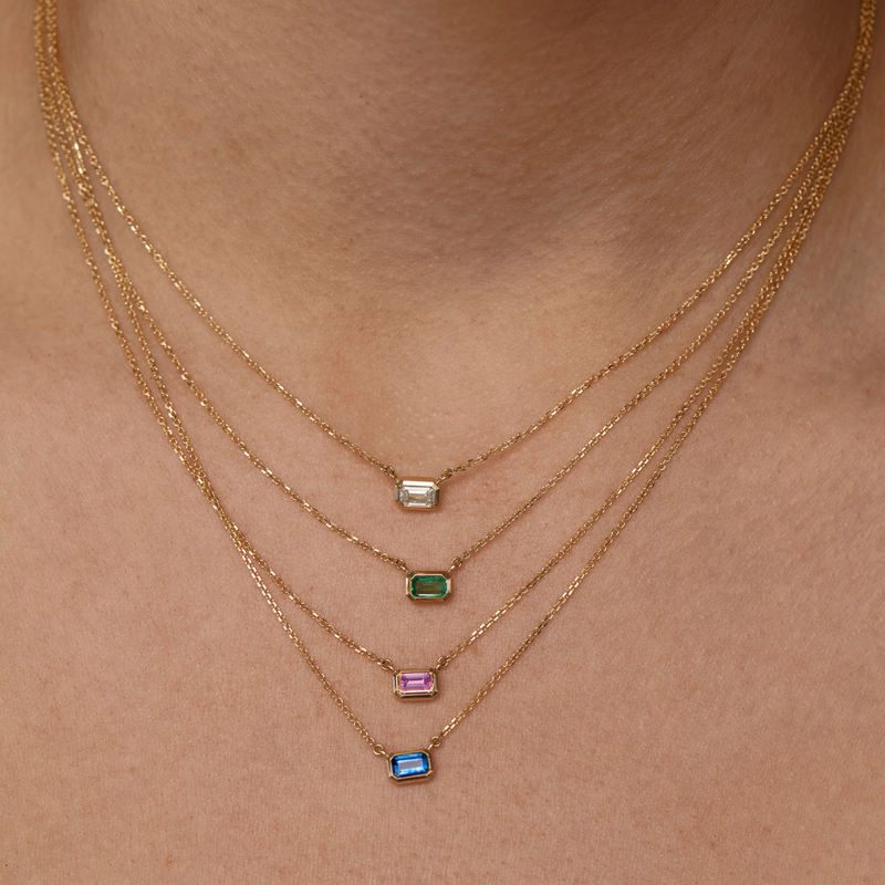 Sol Emerald Cut Lab Diamond Necklace