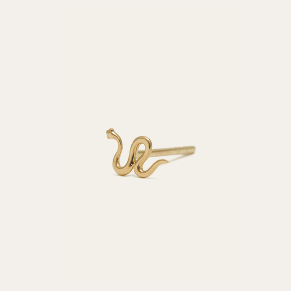 Tiny Snake Stud - 14ct Gold