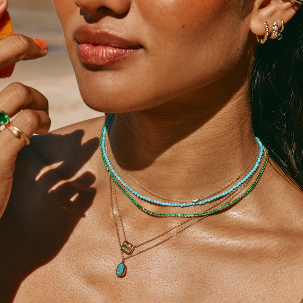 Tiny Turquoise Bead Necklace