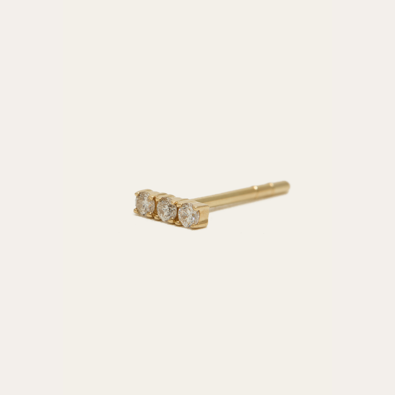 Tiny Diamond Bar Stud - 14ct Gold