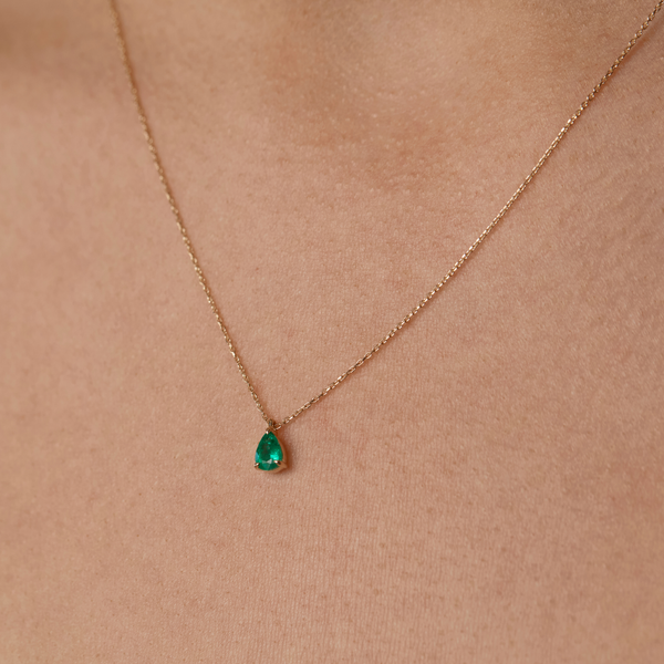Asteria Pear Emerald Necklace