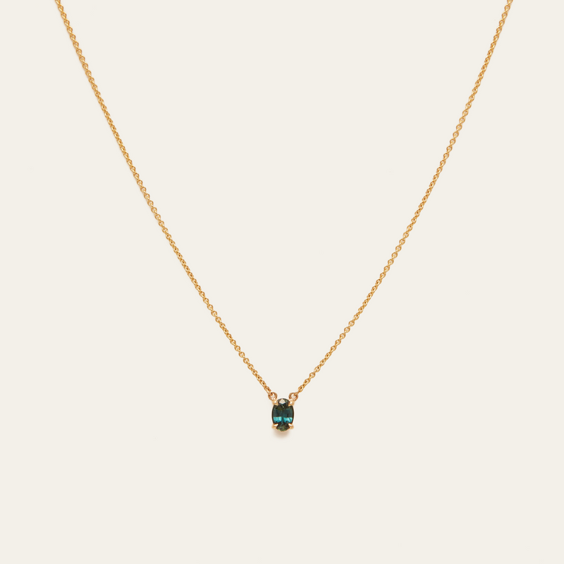 Roxy Necklace with 0.56ct Teal Sapphire - 9ct Gold