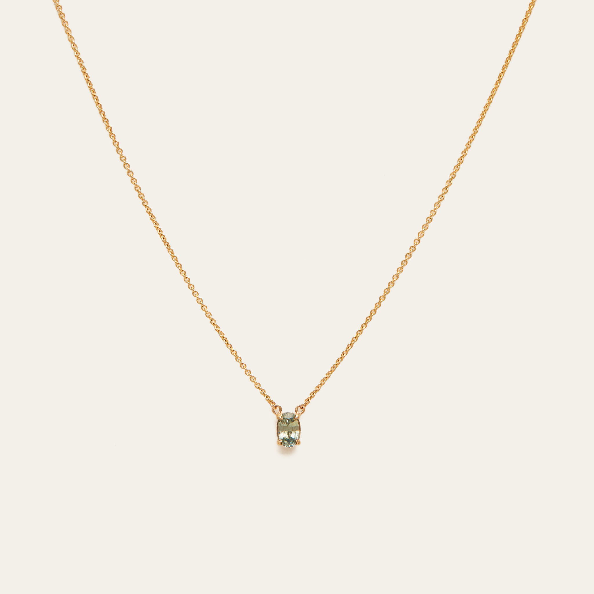 Roxy Necklace with 0.58ct Light Teal Sapphire - 9ct Gold – By Baby