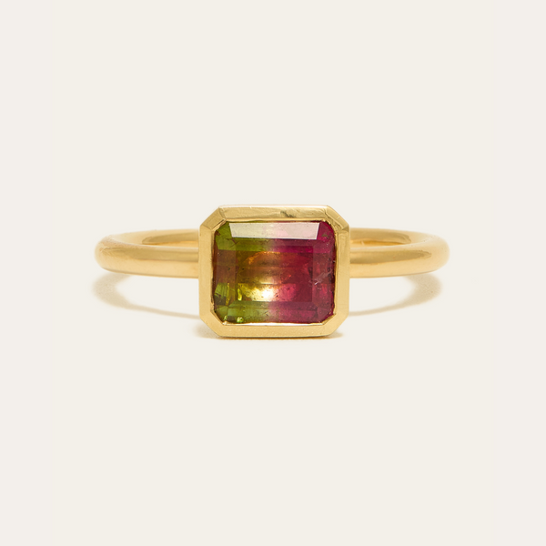 Pandora with Emerald Cut Watermelon Tourmaline - 18ct Gold