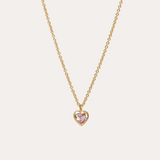 Pink Sapphire Heart Necklace - 18ct Gold