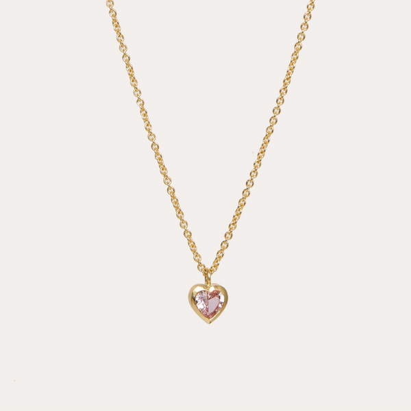 Pink Sapphire Heart Necklace - 18ct Gold