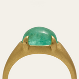 Oracle Ring with Oval Cabochon Emerald - 18ct Gold