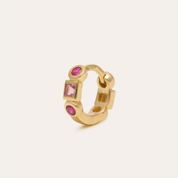 Disco Huggie Pink Small - 14ct Gold