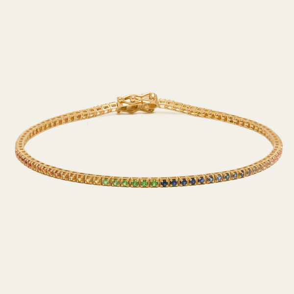 Rainbow Spirit Tennis Bracelet - 14ct Gold