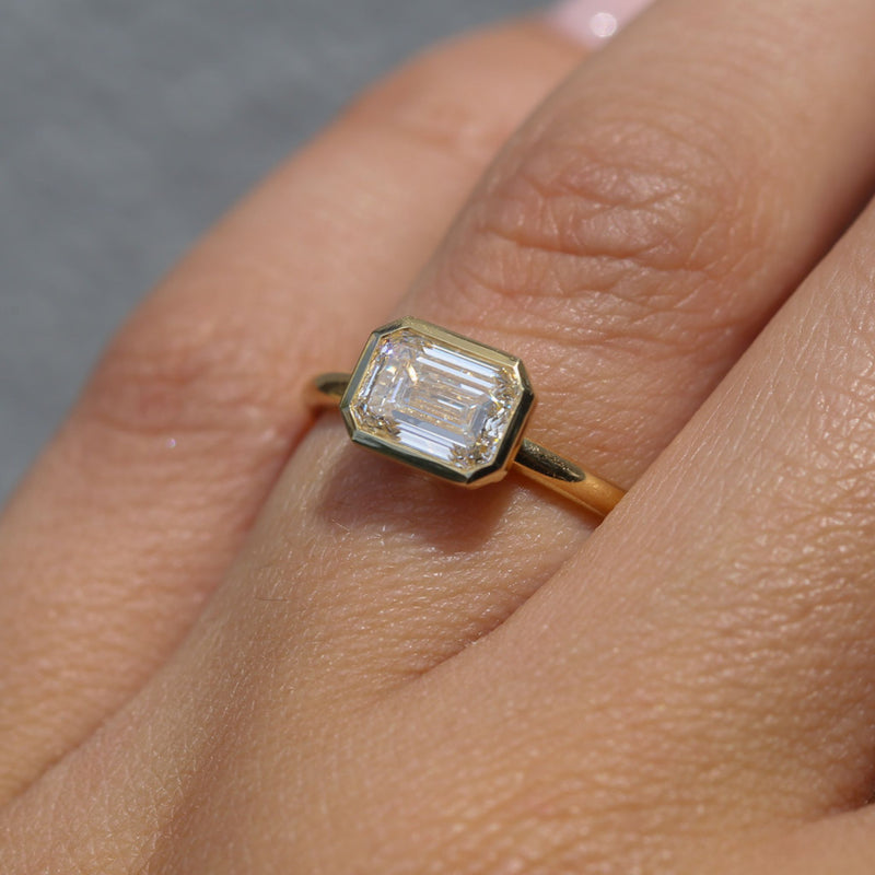 Bobbi with Lab Emerald Cut Diamond - 18ct Gold