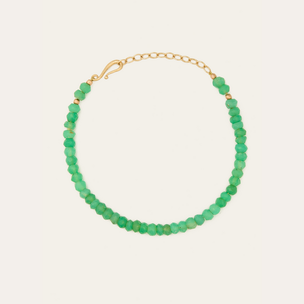 Chrysoprase Bead Bracelet - 14ct Gold