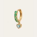 Heartbreak Huggie Blue Green Medium - 14ct Gold