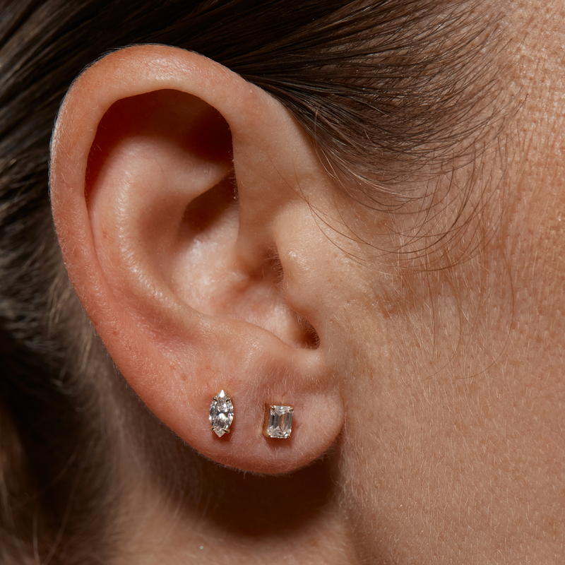 Big Marquise Lab Diamond Stud
