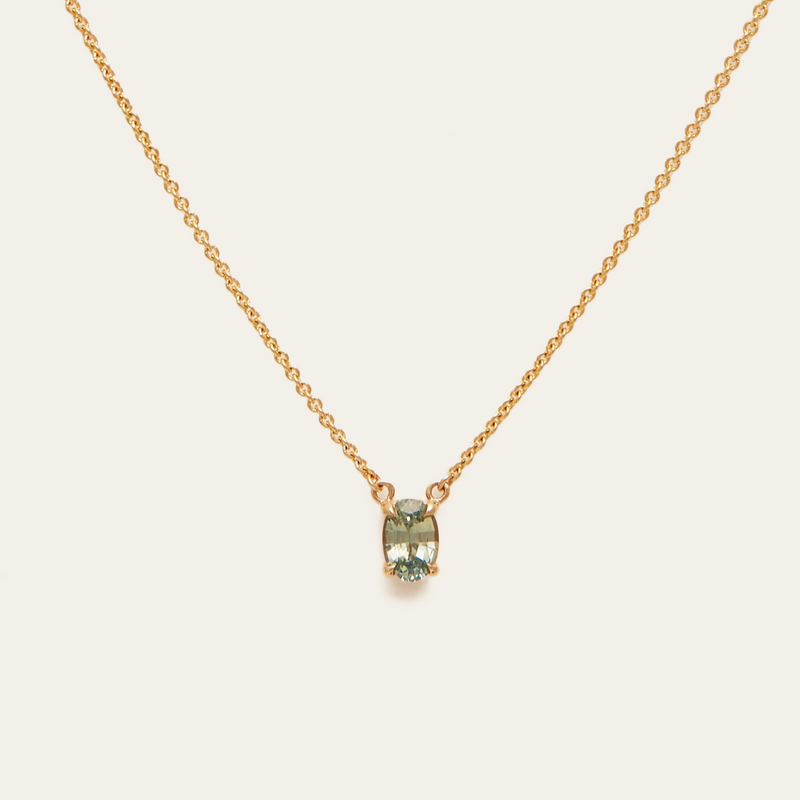 Roxy Necklace with 0.58ct Light Teal Sapphire - 9ct Gold