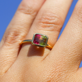 Pandora with Emerald Cut Watermelon Tourmaline - 18ct Gold