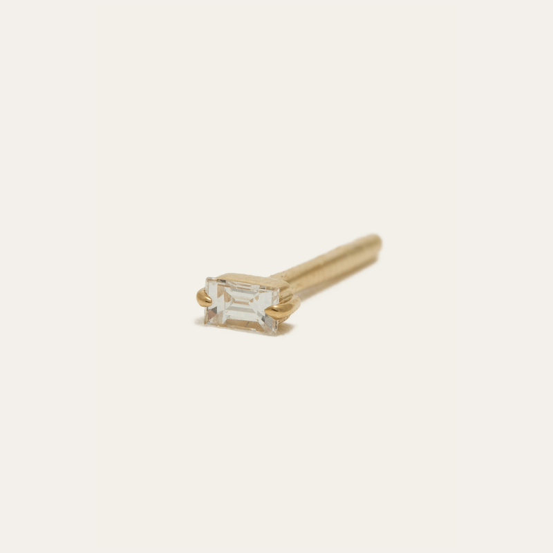 Neo Baguette Diamond Stud - 14ct Gold