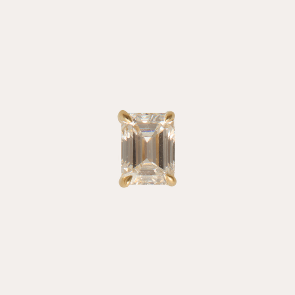 Big Emerald Cut Lab Diamond Stud