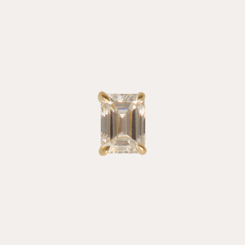 Big Emerald Cut Lab Diamond Stud