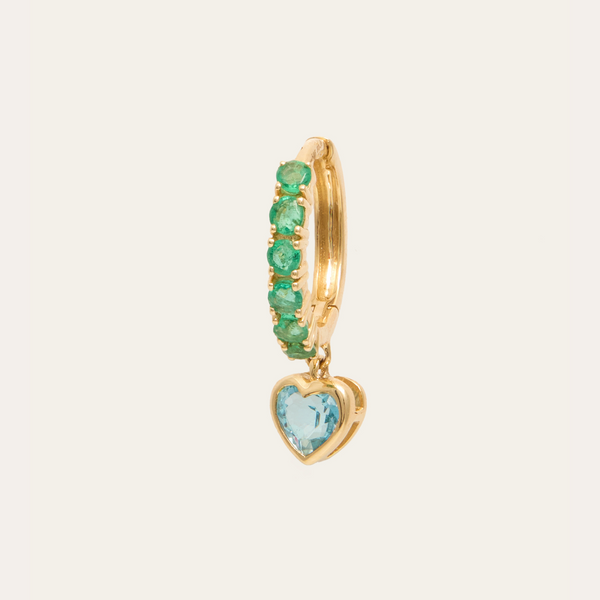 Heartbreak Huggie Blue Green Small - 14ct Gold