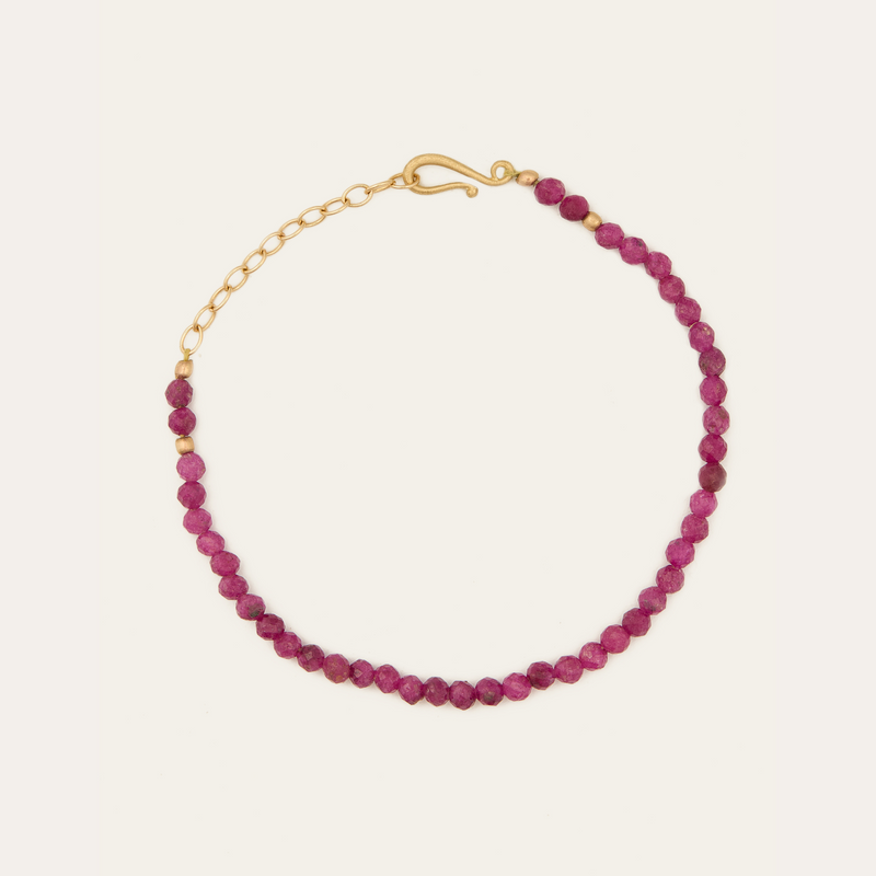 Ruby Bead Bracelet - 14ct Gold