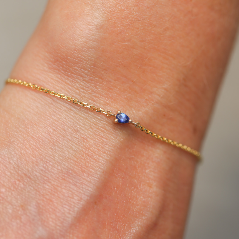 Eos Pear Shape Blue Sapphire Bracelet - 9ct Gold