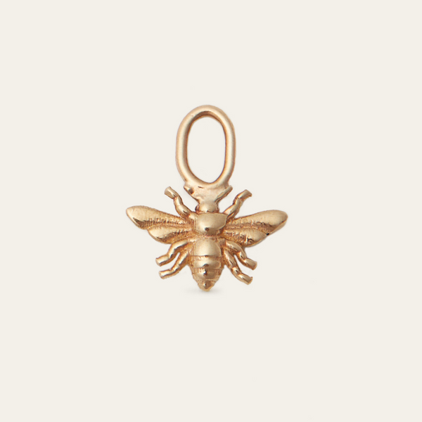 Tiny Honey Bee Drop Charm - 9ct Gold