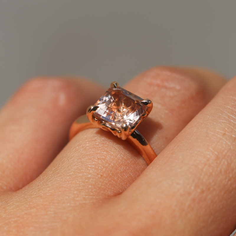 Peaches with Asscher Cut Morganite - 18ct Rose Gold