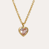 Pink Sapphire Heart Necklace - 18ct Gold