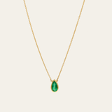 Aether Pear Shape Emerald Necklace - 18ct Gold