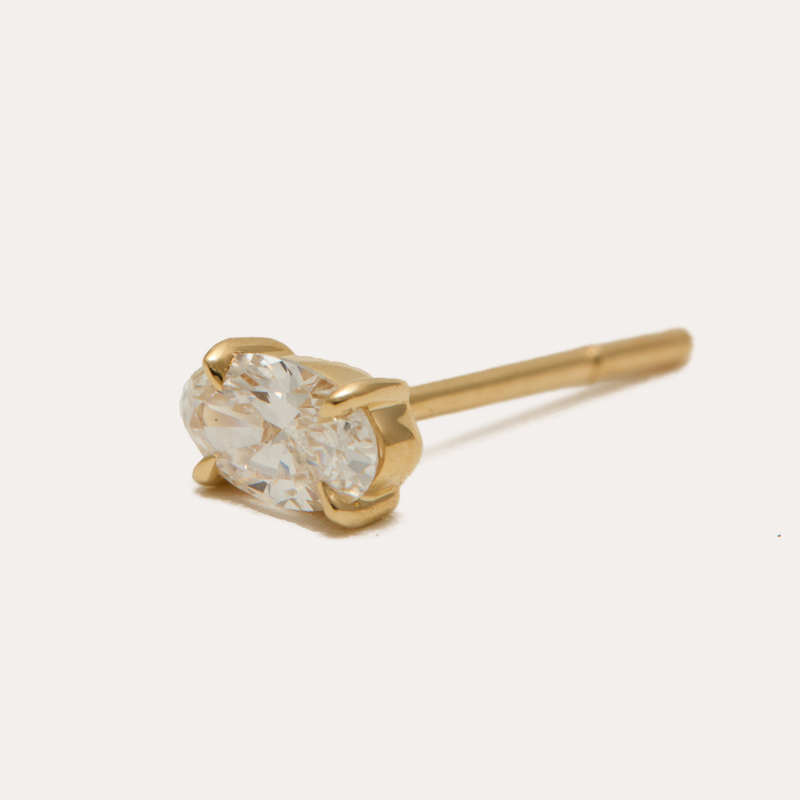 Big Oval Lab Diamond Stud