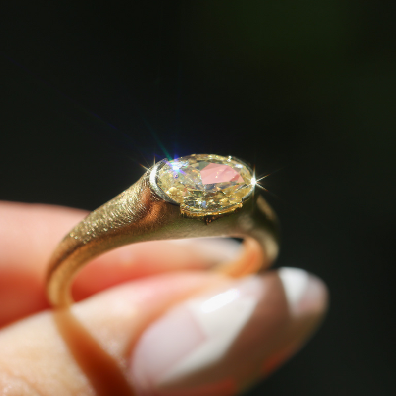 Celeste with Natural Oval Yellow Diamond - 18ct Gold