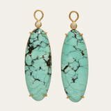 Juicy Drops with Large Oval Turquoise & Diamonds - 9ct Gold