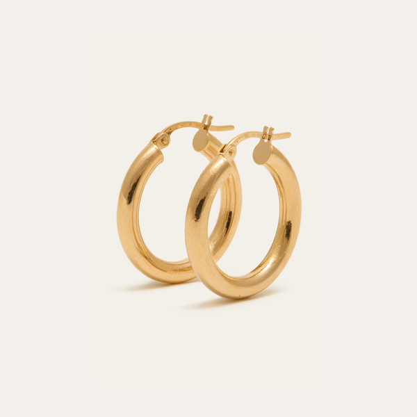 Chunky Tube Hoops Small - 9ct Gold