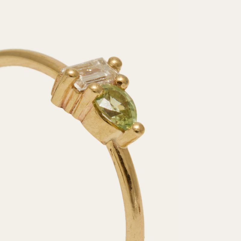 Lyra Green Sapphire & Lab Diamond Ring - 9ct Gold