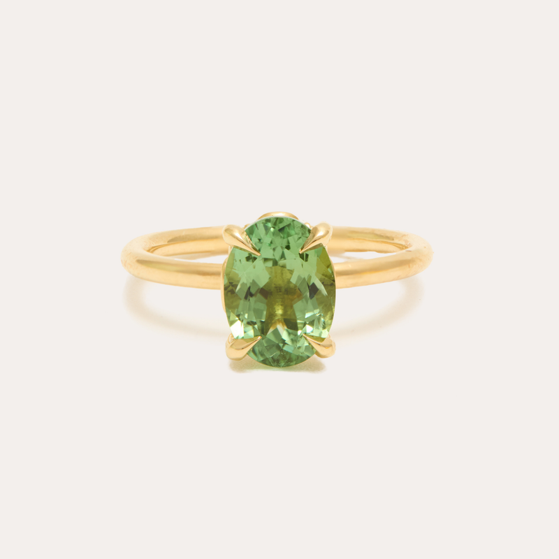 Fern Ring with Oval Green Tourmaline