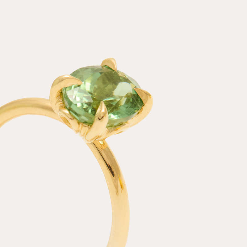 Fern Ring with Oval Green Tourmaline