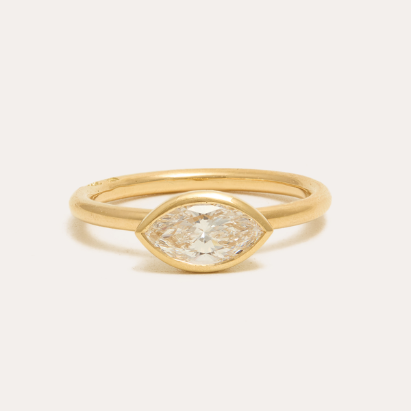 Stevie with Lab Marquise Diamond - 18ct Gold