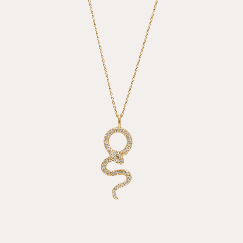 Diamond Snake Necklace - 14ct Gold
